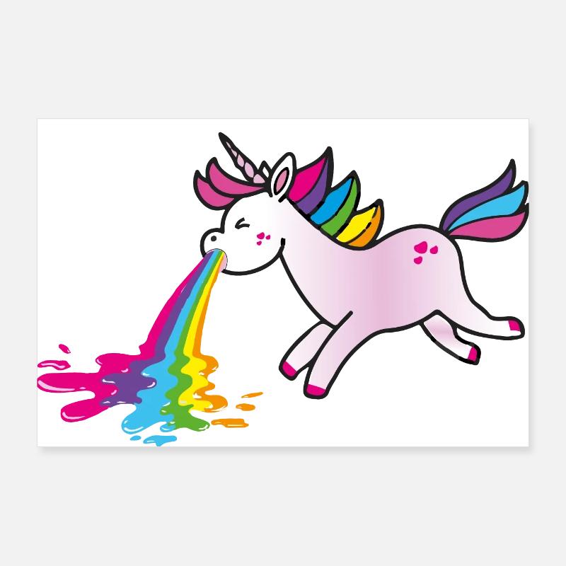 puking unicorn rainbow Poster 36" x 24" (90x60 cm)