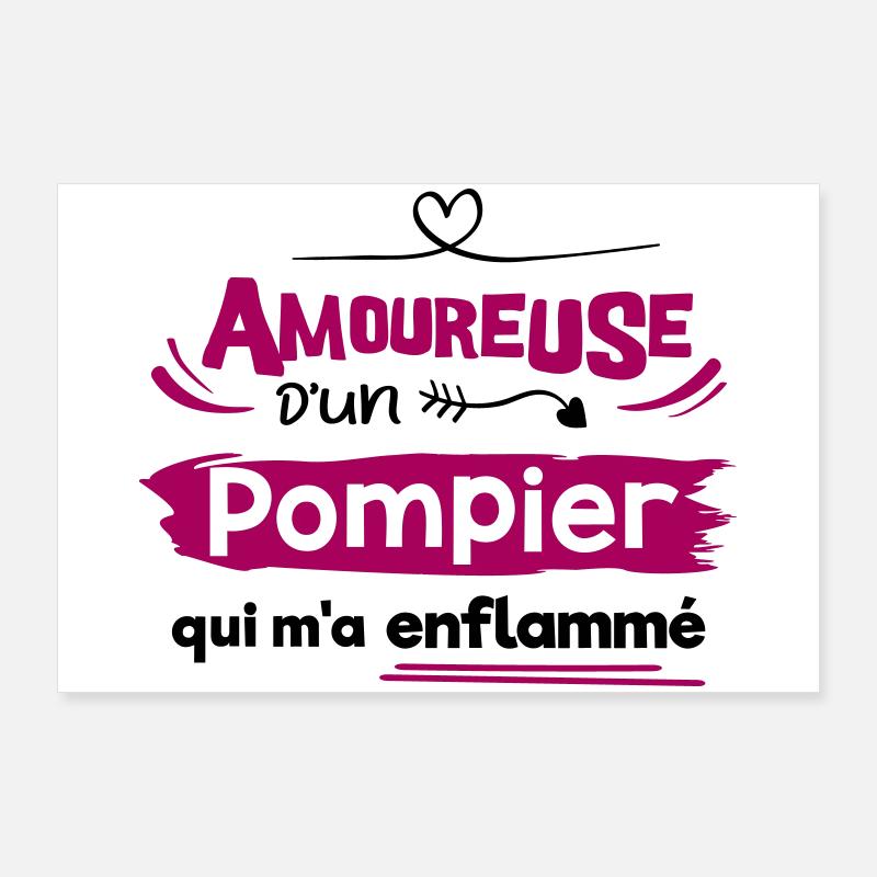 Amoureuse d'un pompier, cadeau spécial pompier Poster 90 x 60 cm