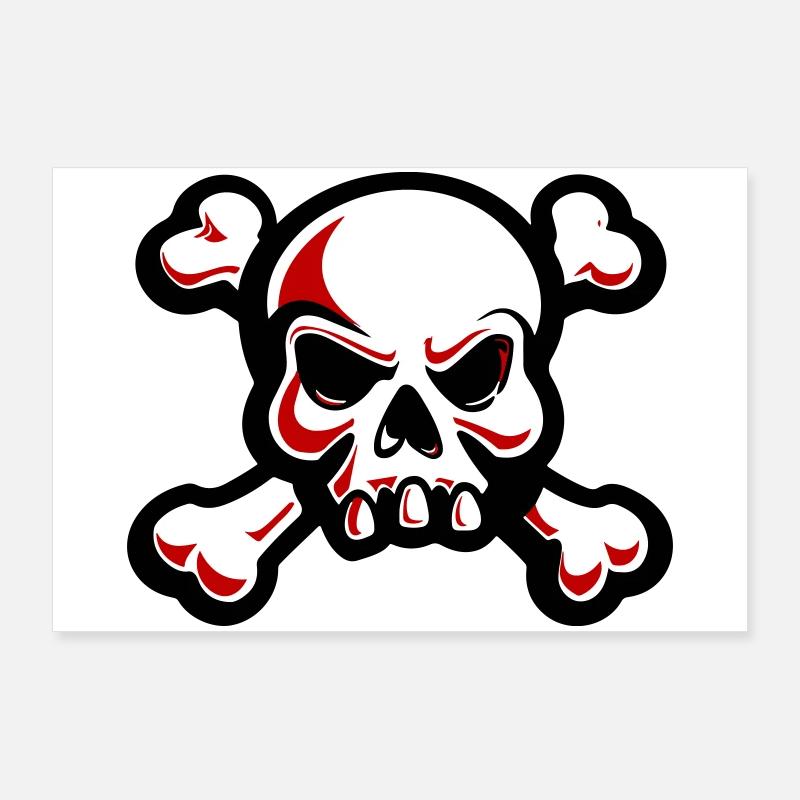 Totenkopf Skelett Knochen Symbol Poster 90x60 cm