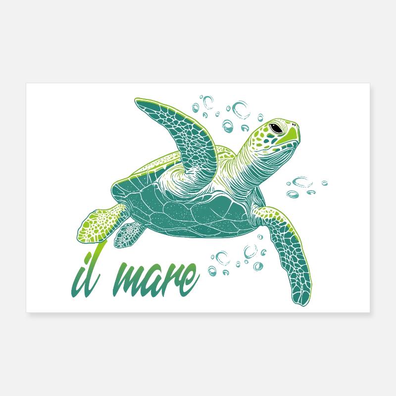 Il mare - Tortue de mer Océan Poster 90 x 60 cm
