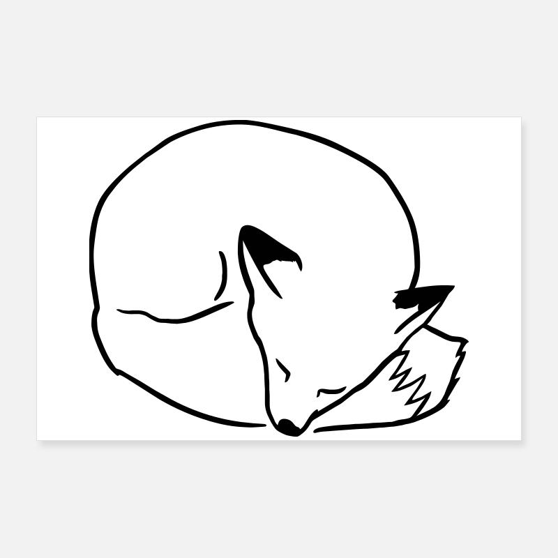 Fuchs schlafend: Niedlich, Kawaii & Comic Stil Poster 90x60 cm