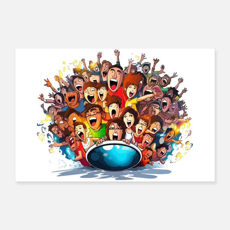 Jubelnde Massen auf Boot Poster 90x60 cm