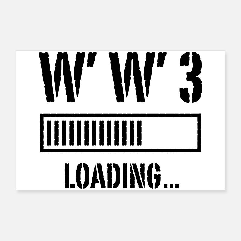 World War 3 Loading... (Peace / War / Black) Poster 36" x 24" (90x60 cm)