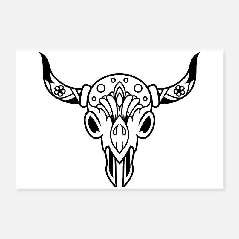 Crâne avec des cornes Poster 90 x 60 cm