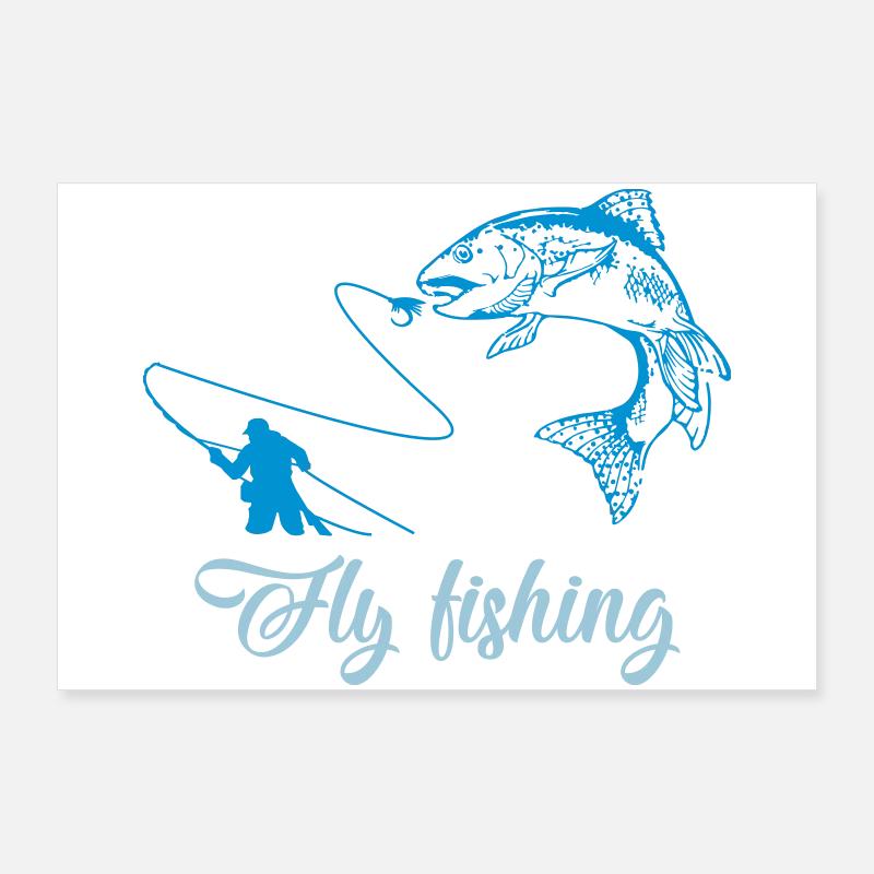 Fliegenfischen Fisch Poster 90x60 cm