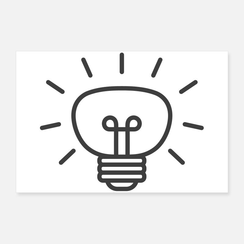 Glowing Light Bulb Line Icon Poster 36" x 24" (90x60 cm)