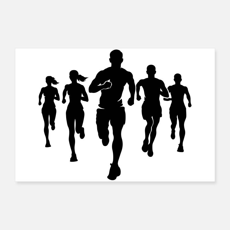 Marathonläufer Team Silhouette Marathon Poster 90x60 cm