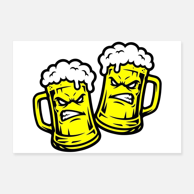 Beer Comic Beer Glass Poster 36" x 24" (90x60 cm)