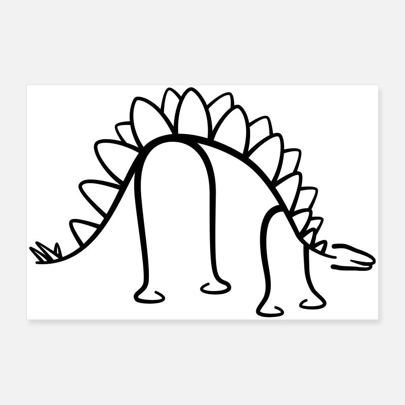 Dinosaure Stegosaurus Dino Line Graphique Poster 90 x 60 cm