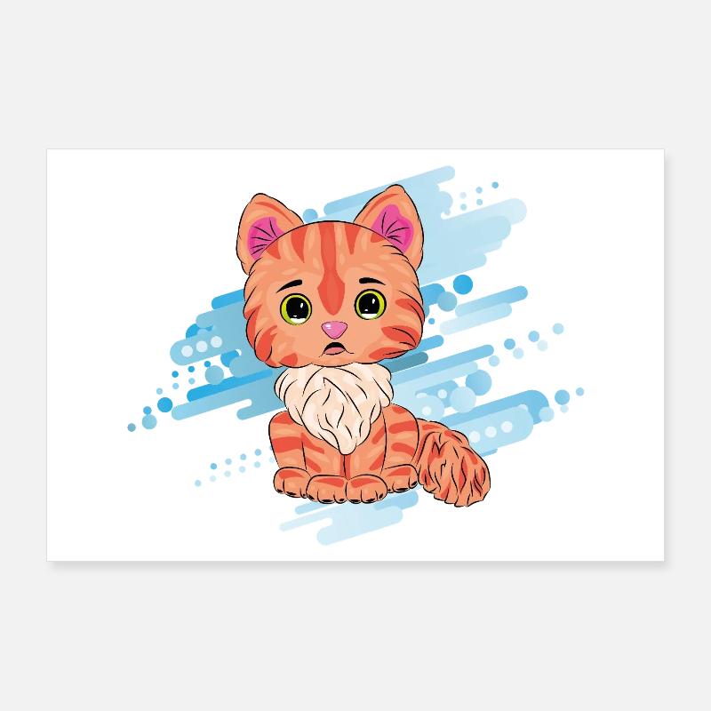 Chat orange mignon avec une écharpe Poster 90 x 60 cm