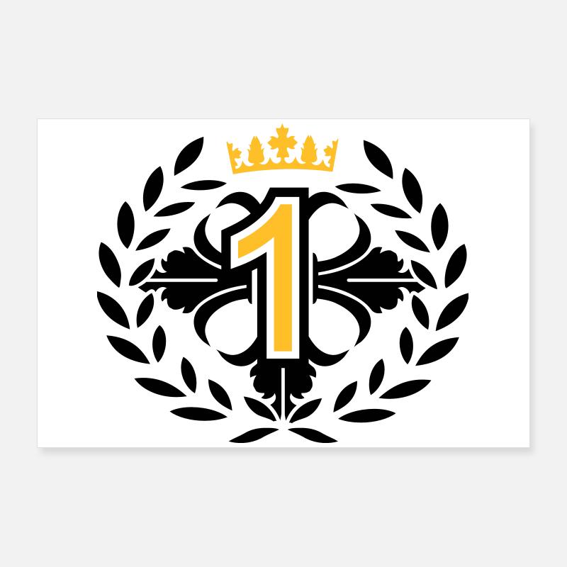 Le numéro un avec une couronne de laurier et la Poster 90 x 60 cm