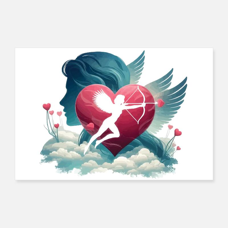 Cupidon Archer Oeuvre de cœur Poster 90 x 60 cm