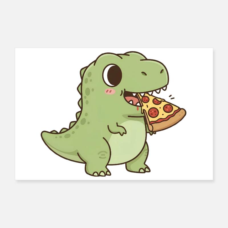 T-Rex isst Pizza Poster 90x60 cm