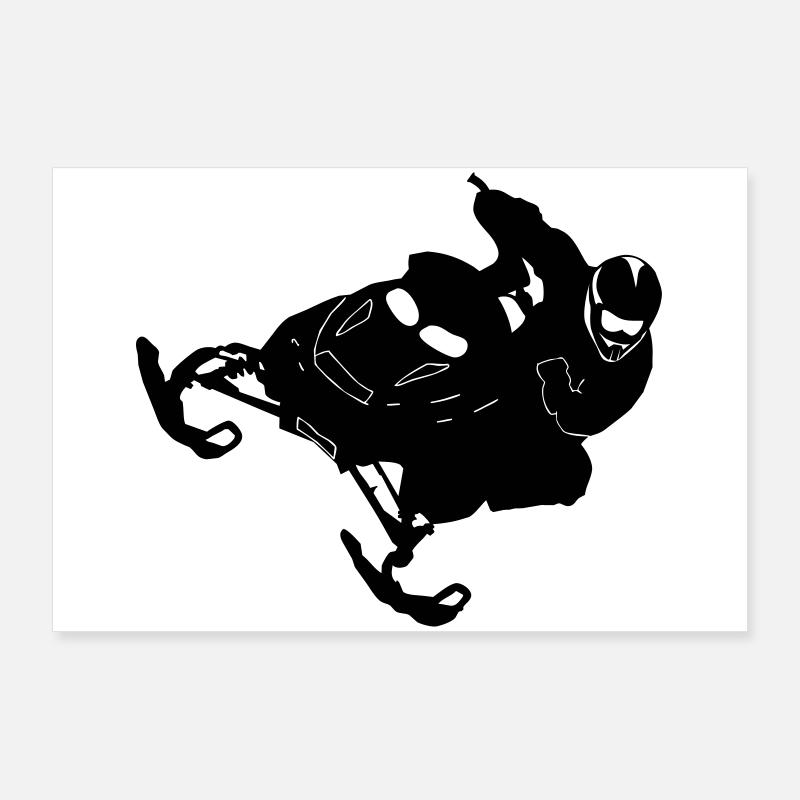 Snowmobil, Snowboarder, Snowboarden, Poster 90x60 cm