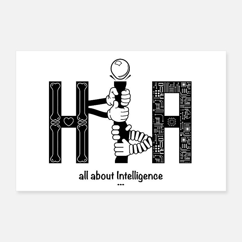 Human vs Artificial Intelligence AI Poster 36" x 24" (90x60 cm)