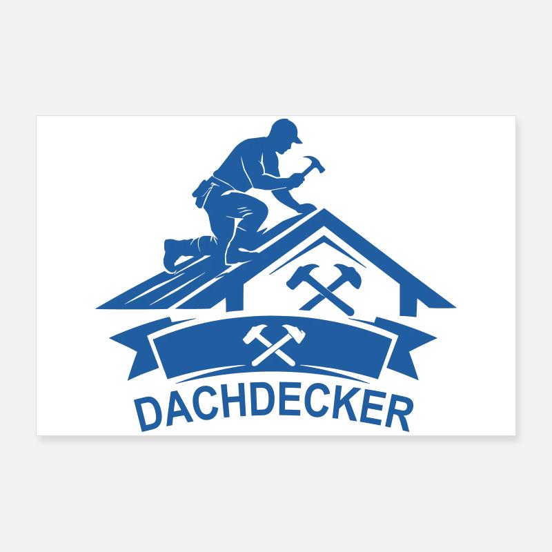 Roofer Work Silhouette Poster 36" x 24" (90x60 cm)