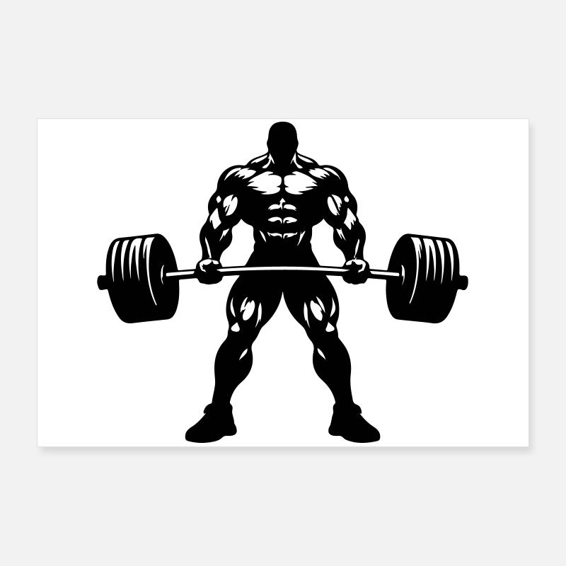 Silhouette musculation Haltérophilie Poster 90 x 60 cm