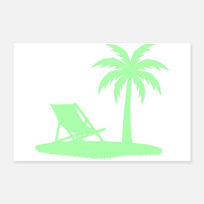Vector de plage de chaises longues en palmier Poster 90 x 60 cm