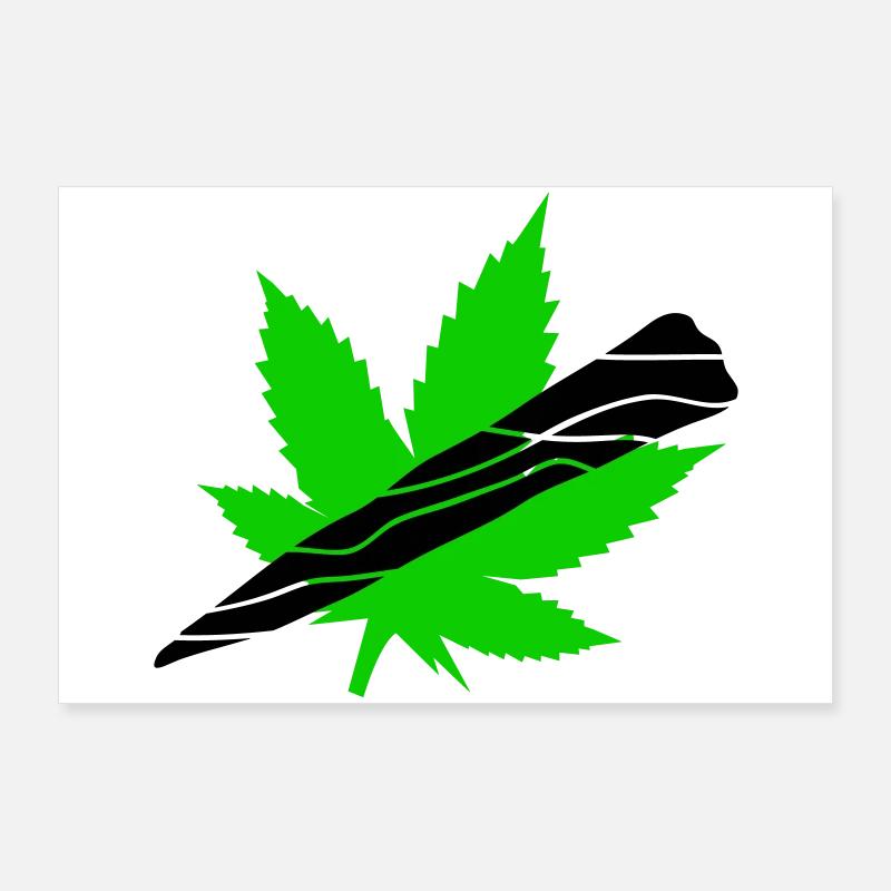 Néon Feuille De Cannabis Graphique Poster 90 x 60 cm