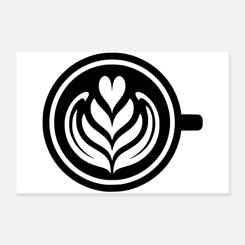 Coffee Love : Latte Art Heart Vector Poster 90 x 60 cm