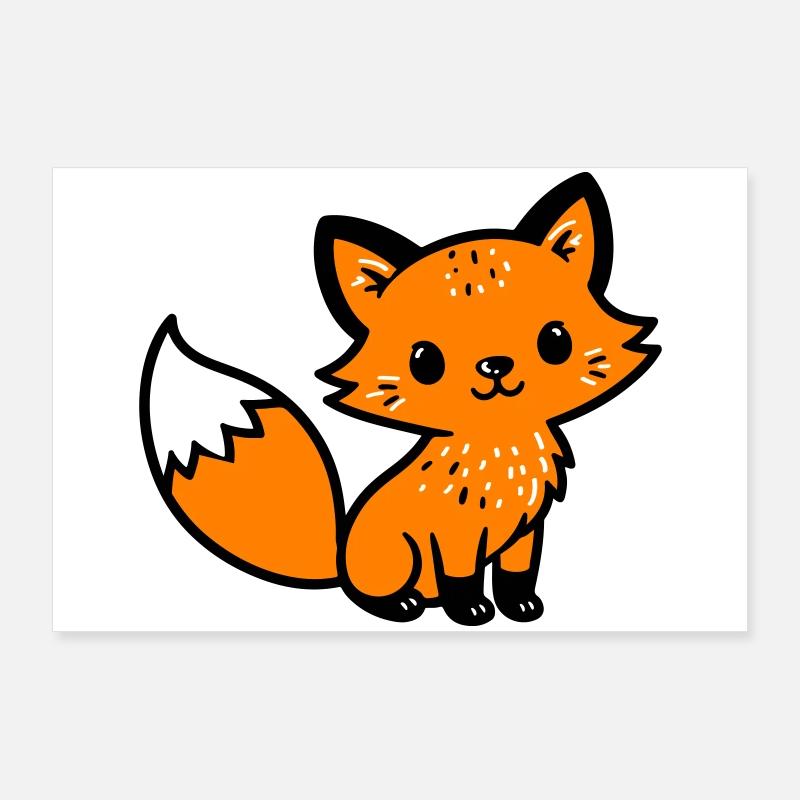 Fuchs Niedlich Comic Poster 90x60 cm