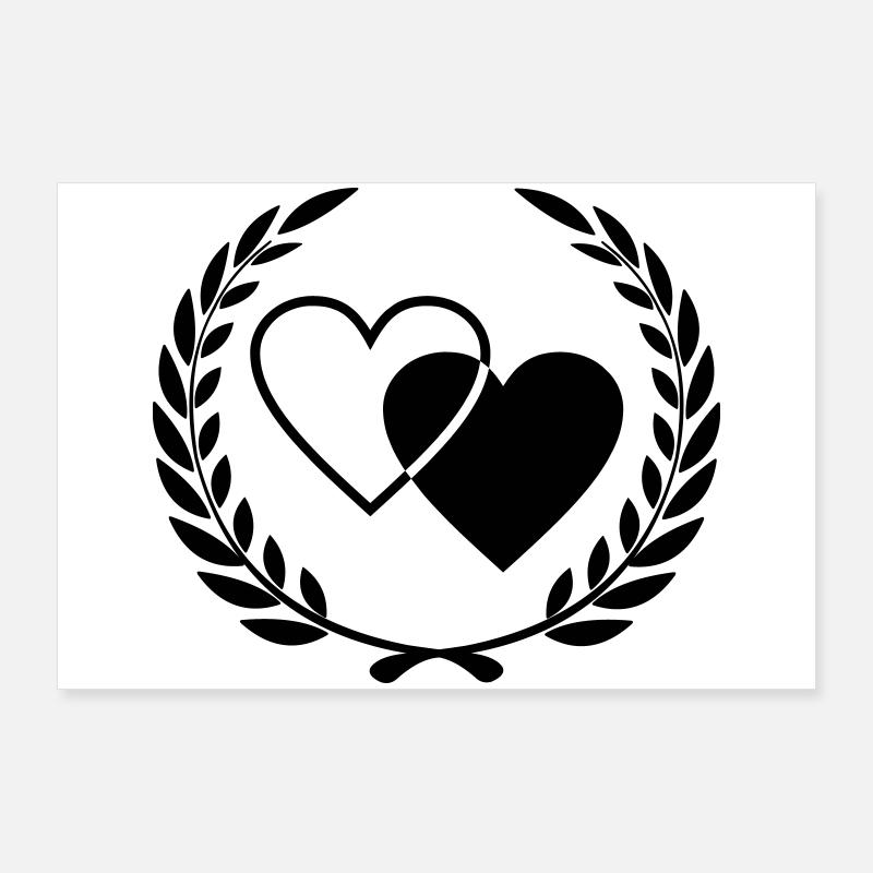 Two hearts with wreath Poster 36" x 24" (90x60 cm)