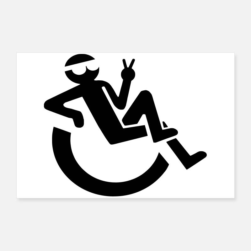Relaxed cheerful wheelchair user symbol * Poster 36" x 24" (90x60 cm)