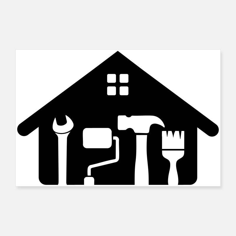 Home & Craft Logo – Hammer Key Paint Roller Poster 36" x 24" (90x60 cm)