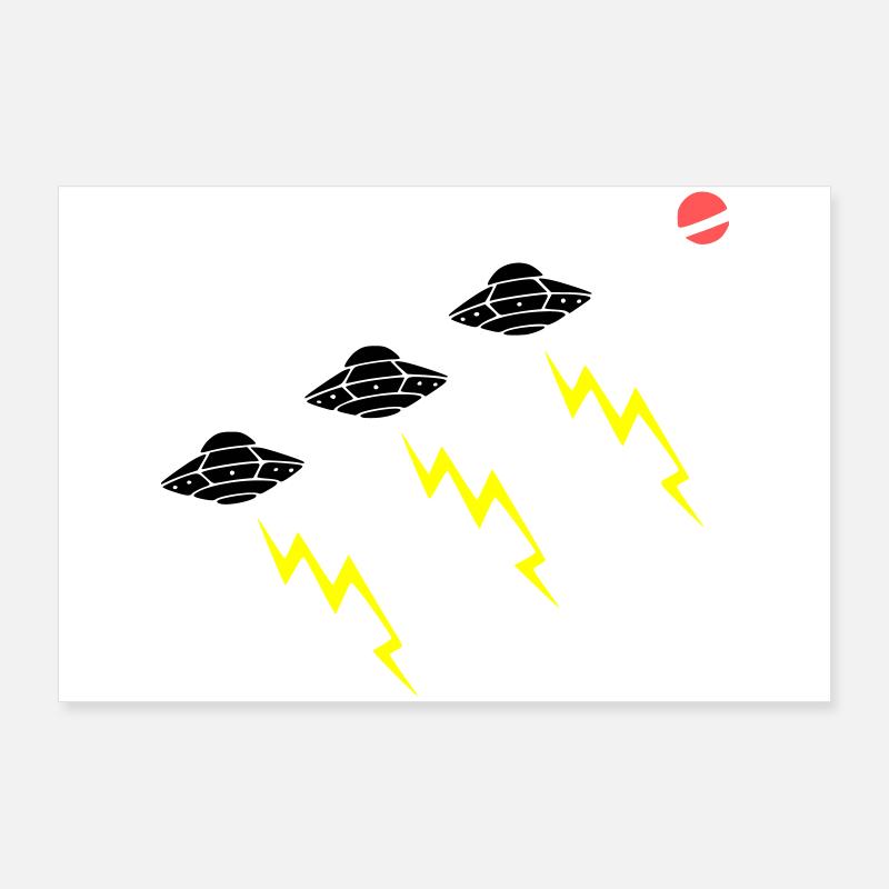 Invasion d’OVNIs, attaque éclair Vector extraterrestre Poster 90 x 60 cm