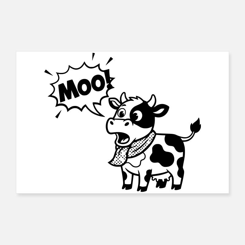 Bulle de dialogue comique Drôle de Vache meugement Poster 90 x 60 cm