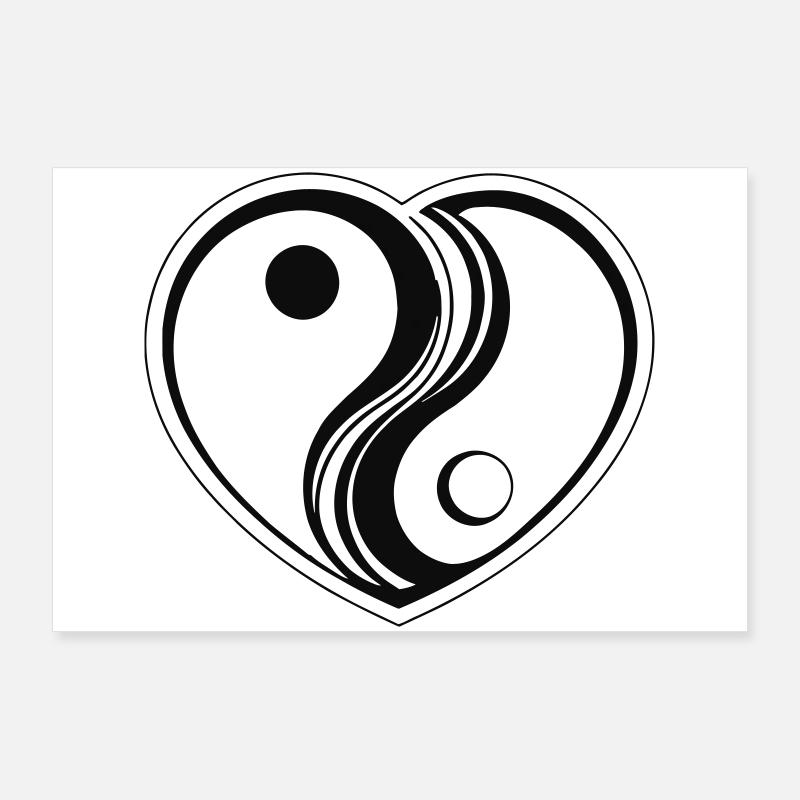 Herz als Yin Yang Zeichen Poster 90x60 cm