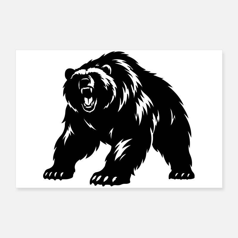 Silhouette de l’ours grizzli Poster 90 x 60 cm