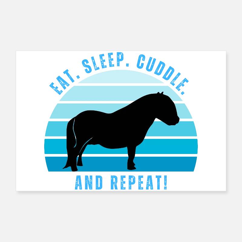 Shetland Pony Happiness - Retro Style Sunset Poster 36" x 24" (90x60 cm)