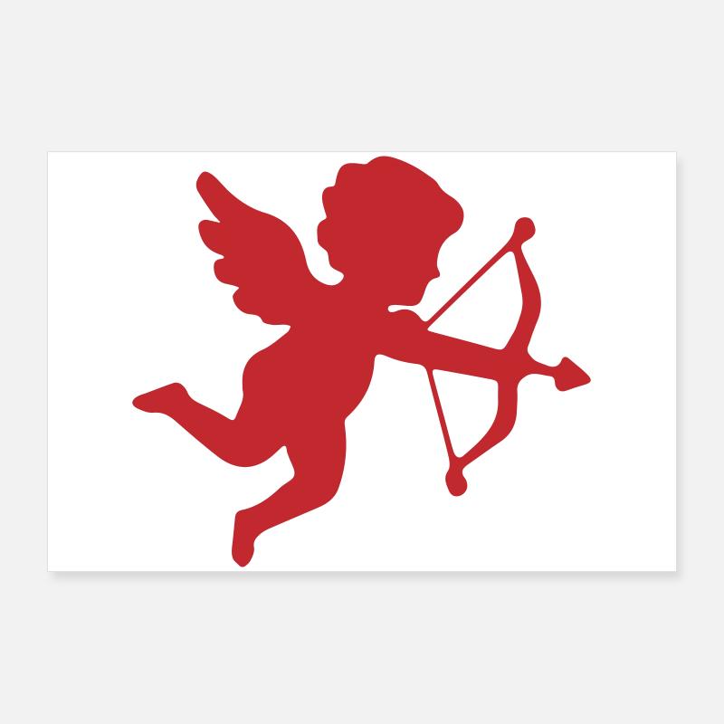 Conception romantique de la silhouette de Cupidon Poster 90 x 60 cm