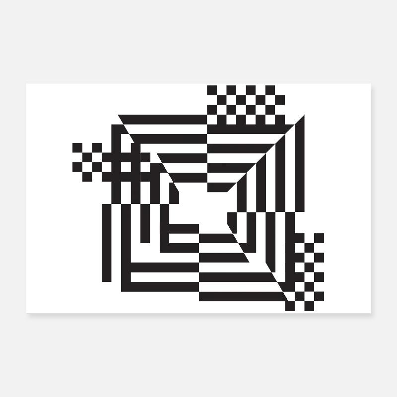 Labyrinth Grid Monochrome Poster 36" x 24" (90x60 cm)