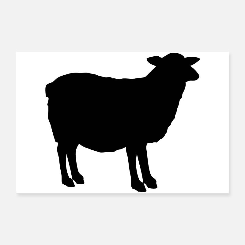 Silhouette de mouton Poster 90 x 60 cm