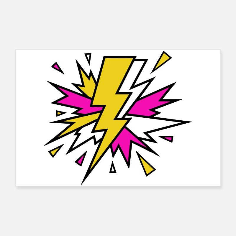 Explosion de néons à faisceau jaune Poster 90 x 60 cm