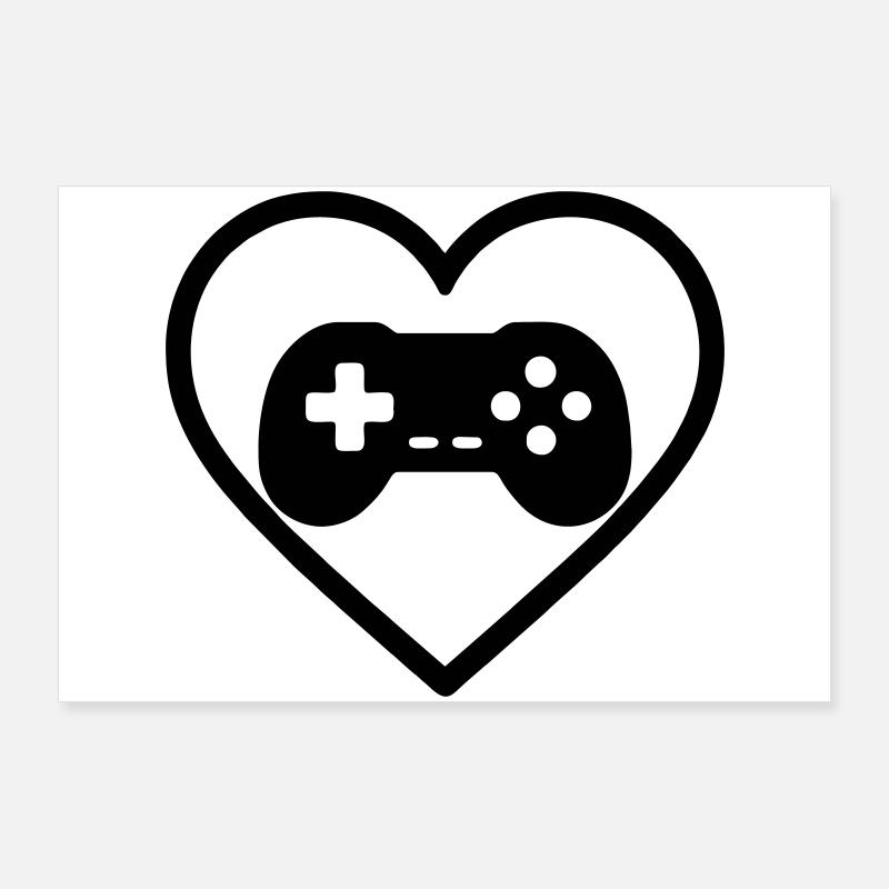 Heart Retrogaming – Vintage Controller Design Poster 36" x 24" (90x60 cm)