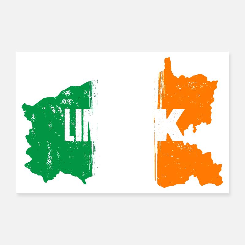 | du comté de Limerick, Irlande Contour de la carte du drapeau Poster 90 x 60 cm