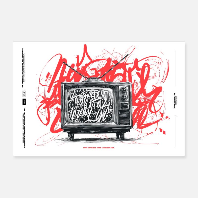 Retro TV Graffiti Chaos Poster 90 x 60 cm