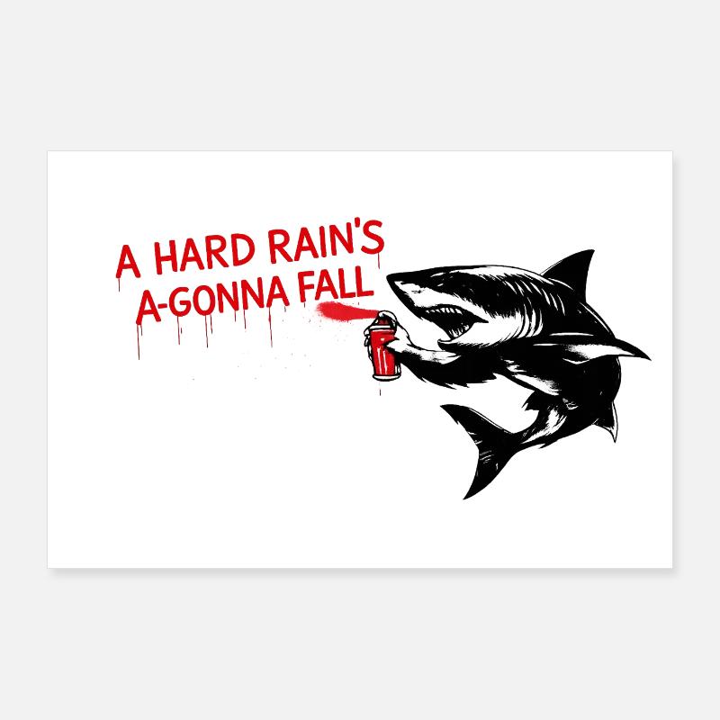 Requin graffiti avec des lettres rouges Poster 90 x 60 cm