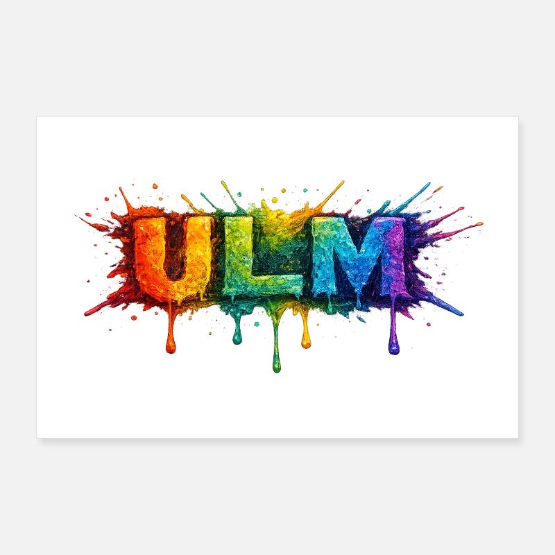 Regenbogenfarben ULM Schriftzug Poster 90x60 cm