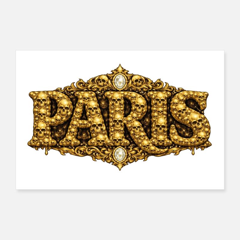 Golden Skull PARIS Ornament Poster 36" x 24" (90x60 cm)