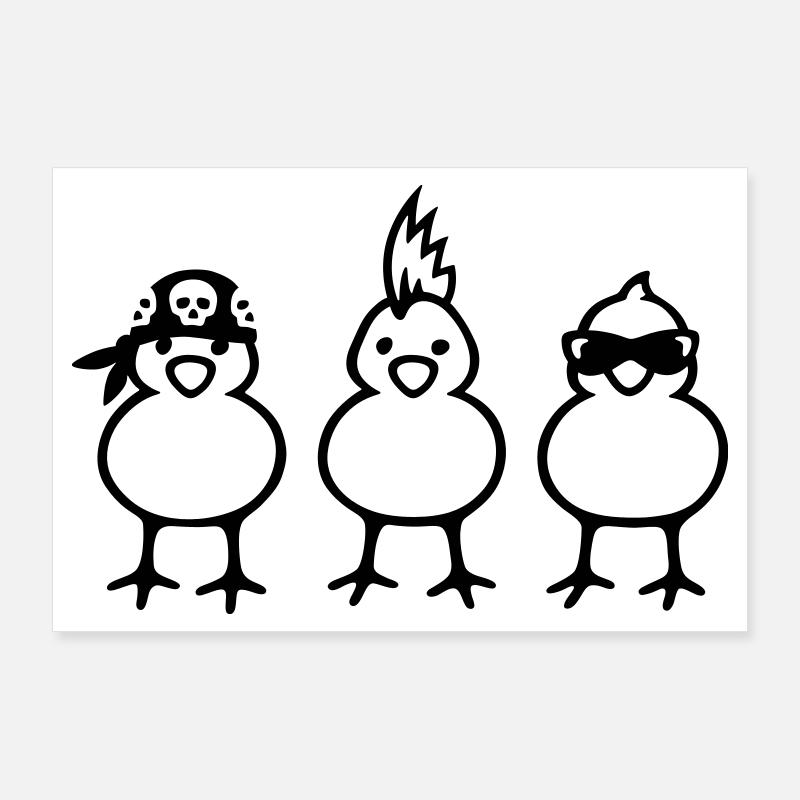 Drei coole Küken - Poster 90x60 cm - Weiß
