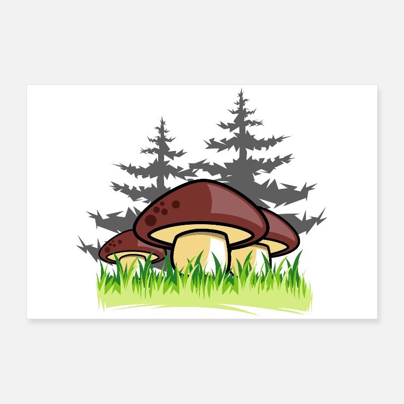 mushrooms forest nature gift idea Poster 36" x 24" (90x60 cm)