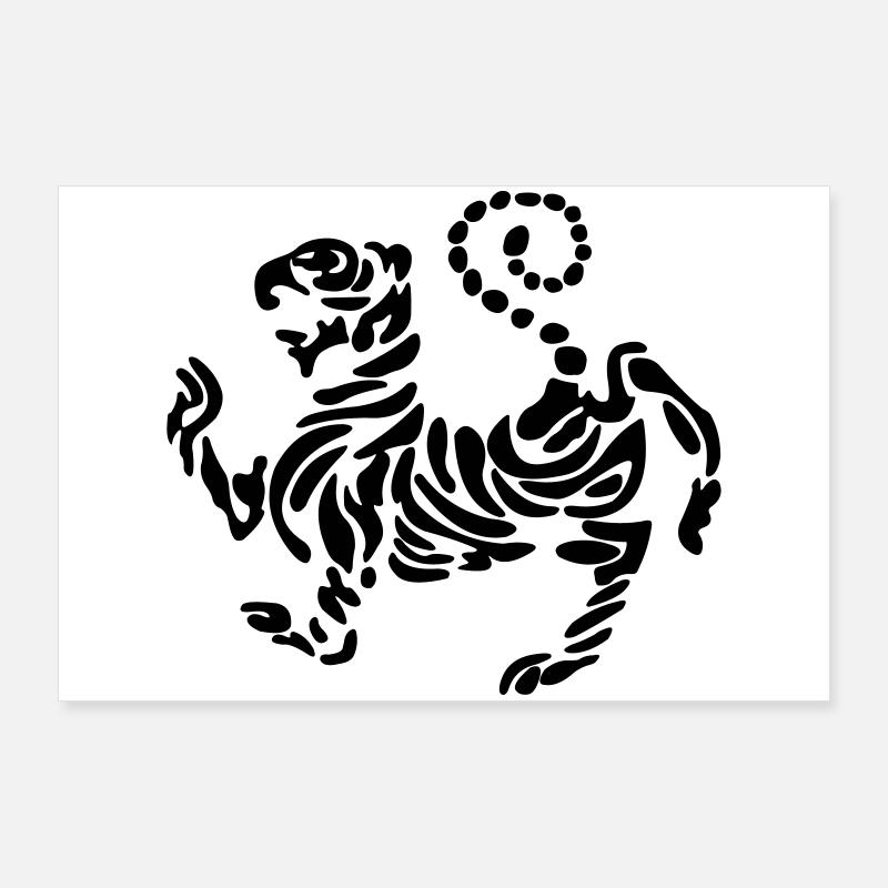 Shotokan tiger karate logo emblem freestanding Poster 36" x 24" (90x60 cm)