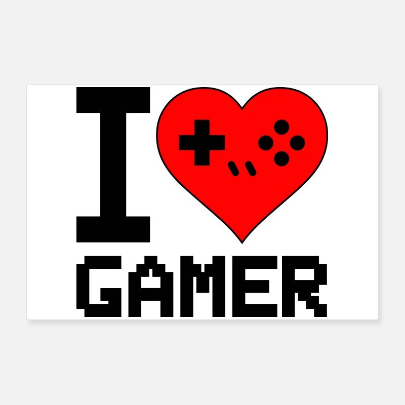Herz mit Game-Controller Silhouette Poster 90x60 cm