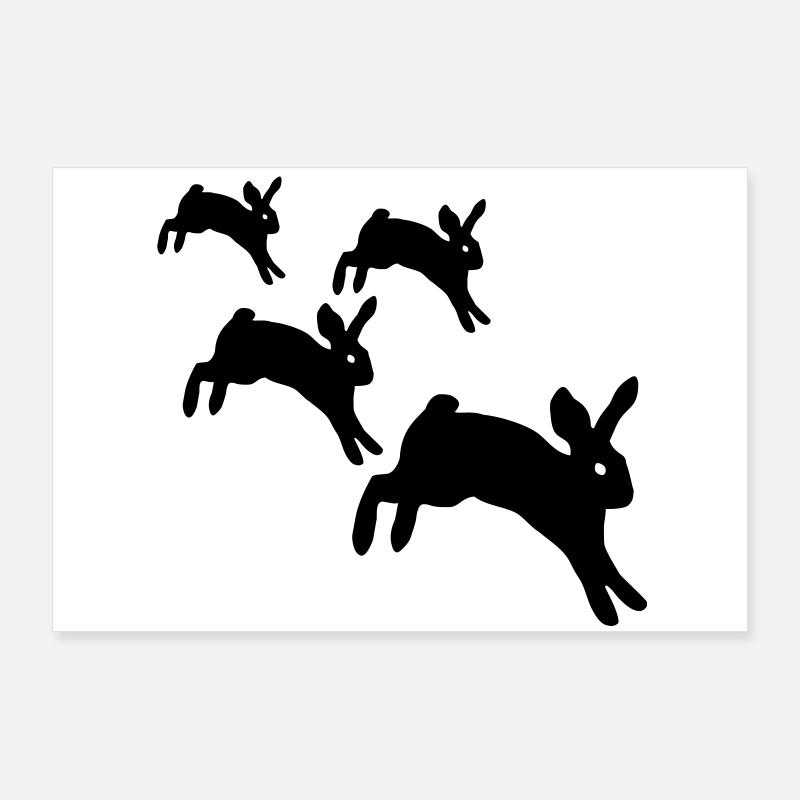 Lapins sautant Poster 90 x 60 cm