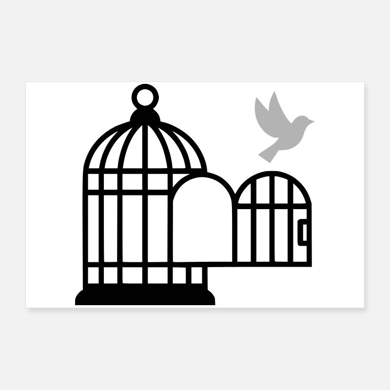 Birdcage Open Freedom Poster 36" x 24" (90x60 cm)