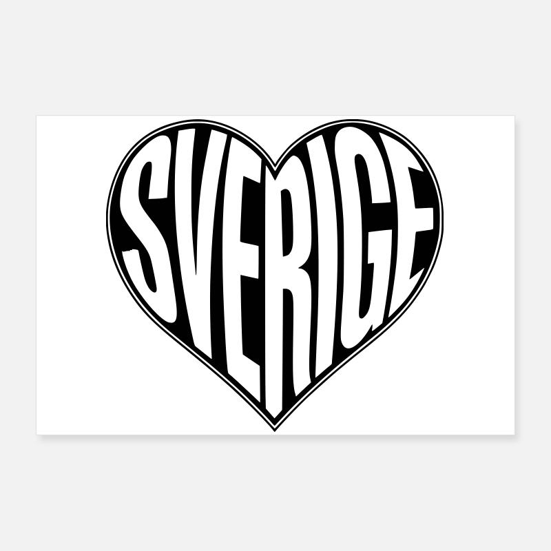 Sverige, Suède Heart - Couleur de design variable Poster 90 x 60 cm